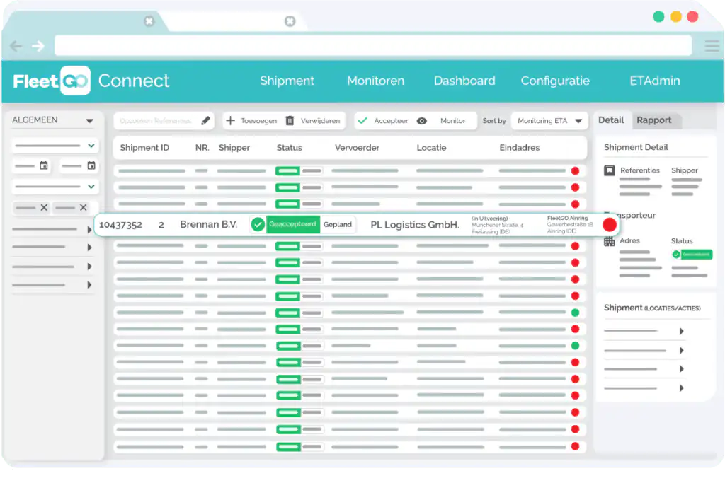 FleetGO connect order execution monitoring nl